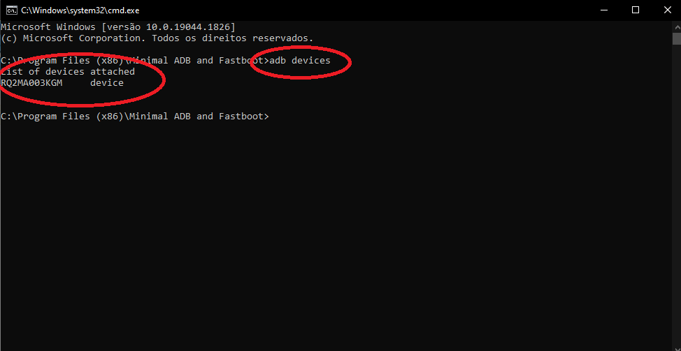 Executar ADB Fastboot abrir o prompt de comando CMD no Windows 10 